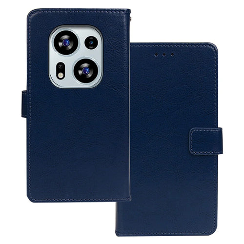 IDEWEI For TECNO Phantom X2 5G Crazy Horse Texture PU Leather Phone Case Folio Flip Stand Wallet Full Protection Cover - Blue - 1