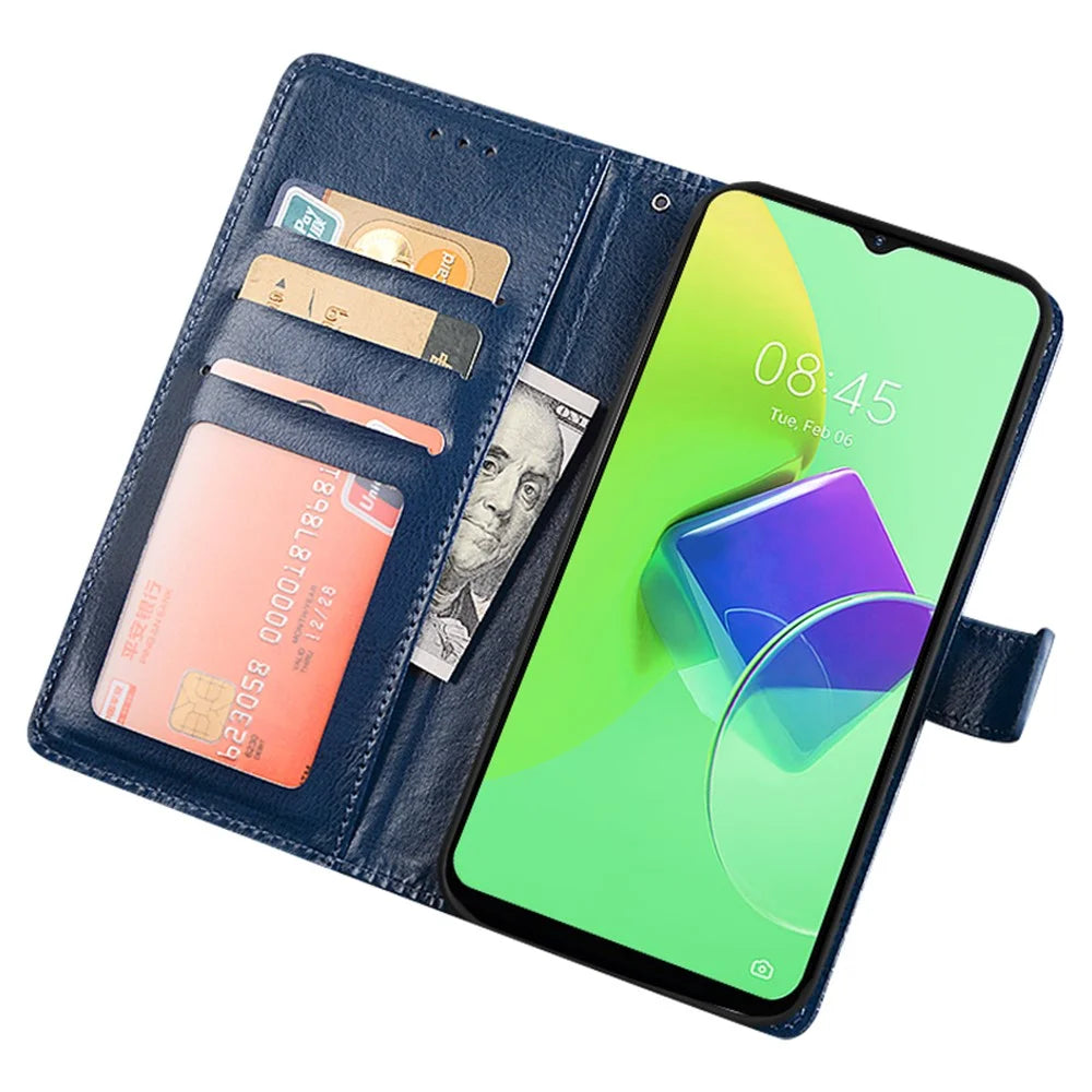 IDEWEI For TECNO Phantom X2 5G Crazy Horse Texture PU Leather Phone Case Folio Flip Stand Wallet Full Protection Cover - Blue - 2