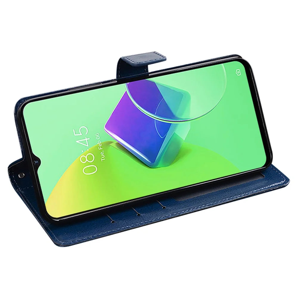 IDEWEI For TECNO Phantom X2 5G Crazy Horse Texture PU Leather Phone Case Folio Flip Stand Wallet Full Protection Cover - Blue - 3