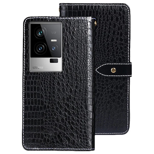 IDEWEI For vivo iQOO 11 5G Crocodile Texture PU Leather Stand Phone Cover Full Protection Wallet Case - Black - 1
