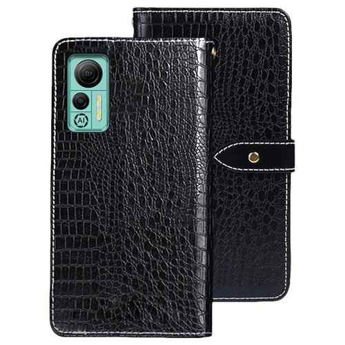 IDEWEI For Ulefone Note 14 Crocodile Texture PU Leather Wallet Case Magnetic Clasp Foldable Stand Cover - Black - 1