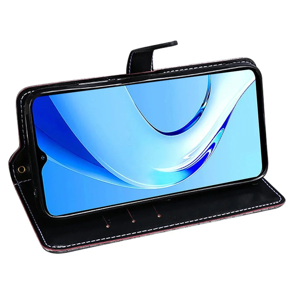 IDEWEI For Ulefone Note 14 Crocodile Texture PU Leather Wallet Case Magnetic Clasp Foldable Stand Cover - Black - 3