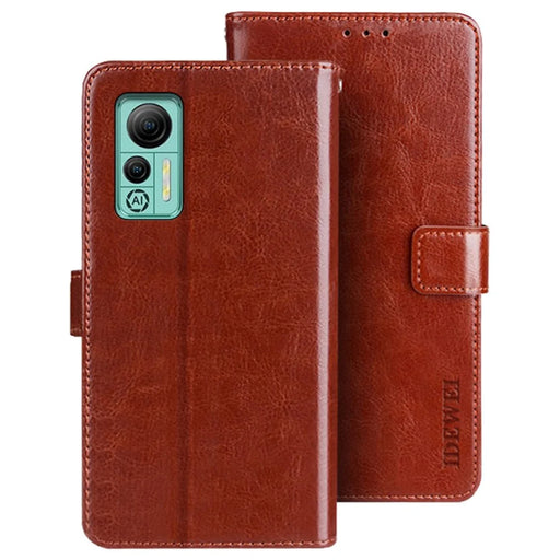 IDEWEI For Ulefone Note 14 Crazy Horse Texture PU Leather Phone Case Stand Wallet Full Protection Inner TPU Cover - Brown - 1