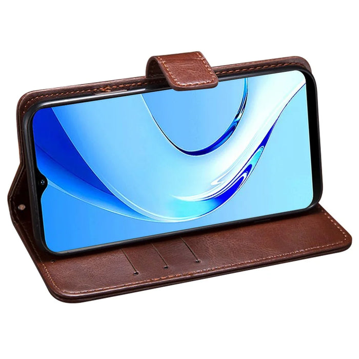 IDEWEI For Ulefone Note 14 Crazy Horse Texture PU Leather Phone Case Stand Wallet Full Protection Inner TPU Cover - Brown - 3