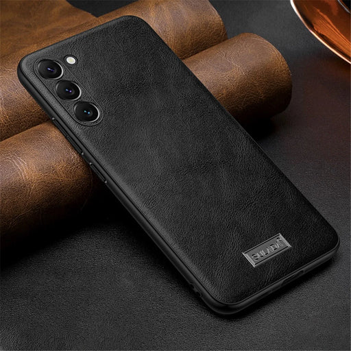 SULADA For Samsung Galaxy S23 Anti-scratch Phone Back Cover PU Leather Coated TPU + PC Protective Phone Case - Black - 2