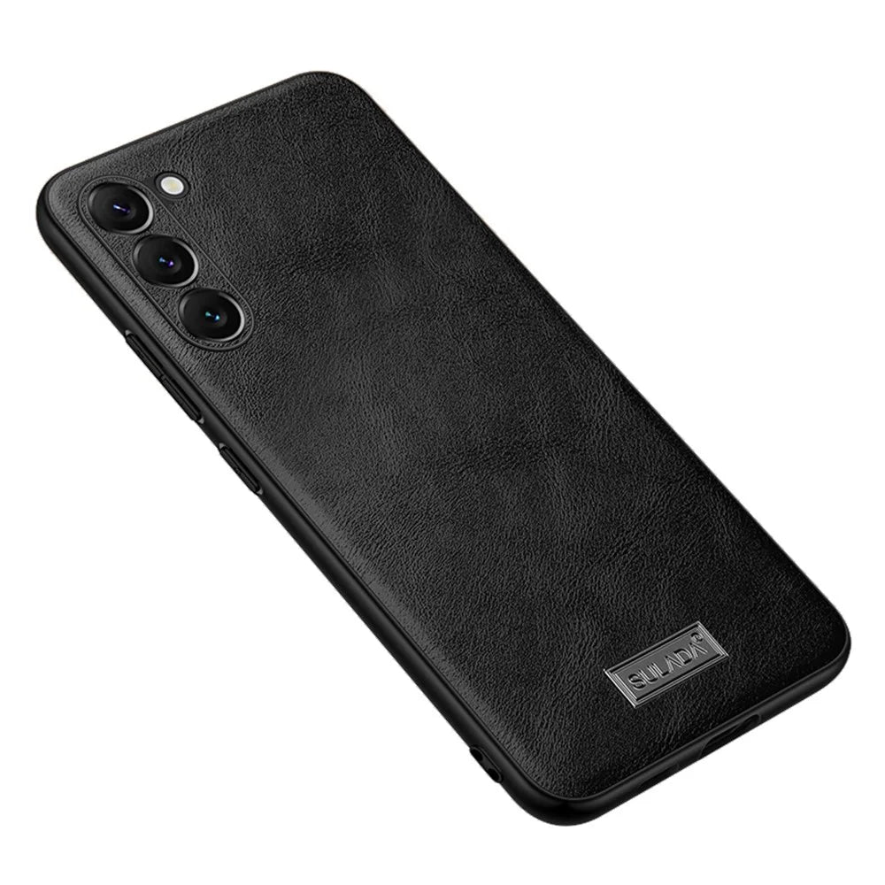 SULADA For Samsung Galaxy S23+ PU Leather Coated TPU + PC Anti-drop Phone Case Mobile Phone Cover - Black - 1