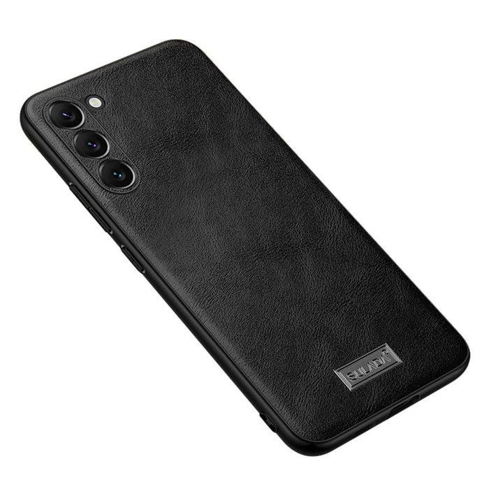 SULADA For Samsung Galaxy S23+ PU Leather Coated TPU + PC Anti-drop Phone Case Mobile Phone Cover - Black - 1