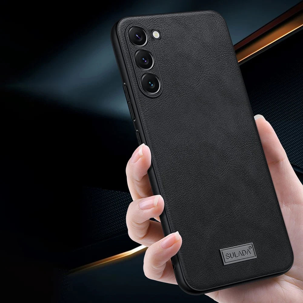 SULADA For Samsung Galaxy S23+ PU Leather Coated TPU + PC Anti-drop Phone Case Mobile Phone Cover - Black - 3