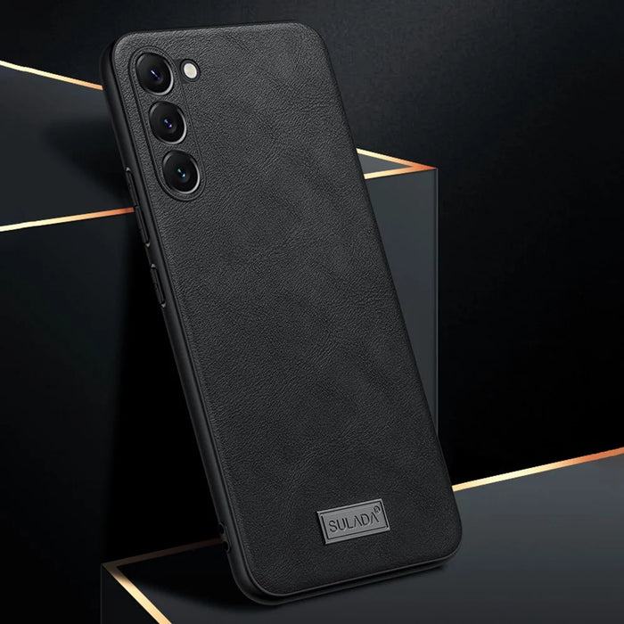 SULADA For Samsung Galaxy S23+ PU Leather Coated TPU + PC Anti-drop Phone Case Mobile Phone Cover - Black - 4