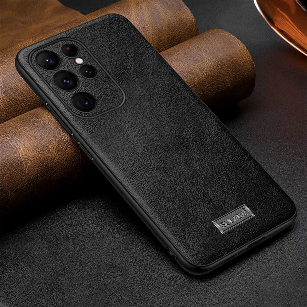 SULADA For Samsung Galaxy S23 Ultra Lightweight PU Leather Coated TPU + PC Anti-drop Phone Case Protective Mobile Phone Cover - Black - 2