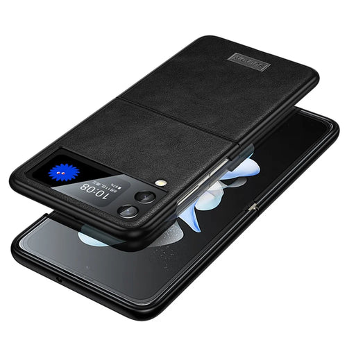SULADA For Samsung Galaxy Z Flip4 5G PU Leather Coated TPU + PC Anti-fall Phone Case Scratch-resistant Cell Phone Cover - Black - 1