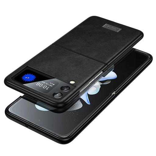 SULADA For Samsung Galaxy Z Flip4 5G PU Leather Coated TPU + PC Anti-fall Phone Case Scratch-resistant Cell Phone Cover - Black - 1