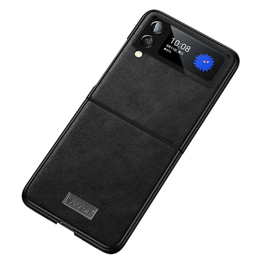 SULADA For Samsung Galaxy Z Flip4 5G PU Leather Coated TPU + PC Anti-fall Phone Case Scratch-resistant Cell Phone Cover - Black - 2