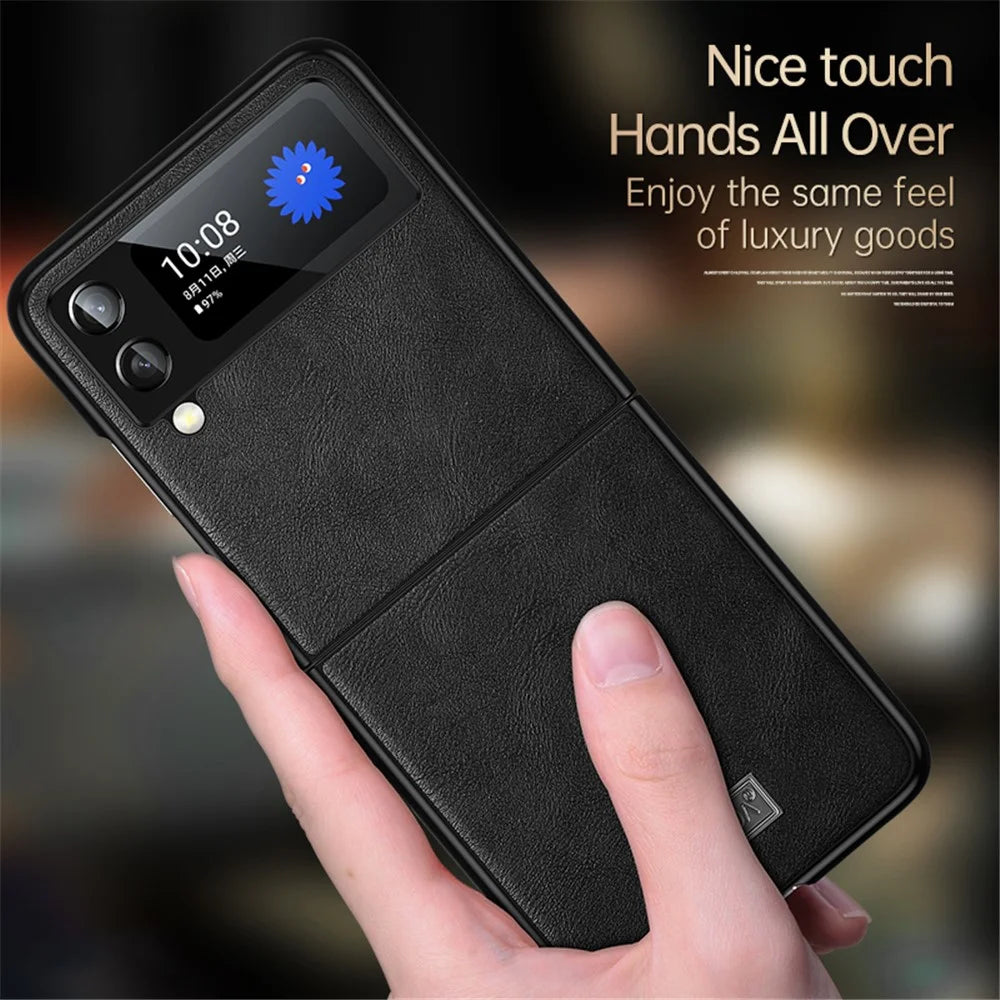 SULADA For Samsung Galaxy Z Flip4 5G PU Leather Coated TPU + PC Anti-fall Phone Case Scratch-resistant Cell Phone Cover - Black - 3