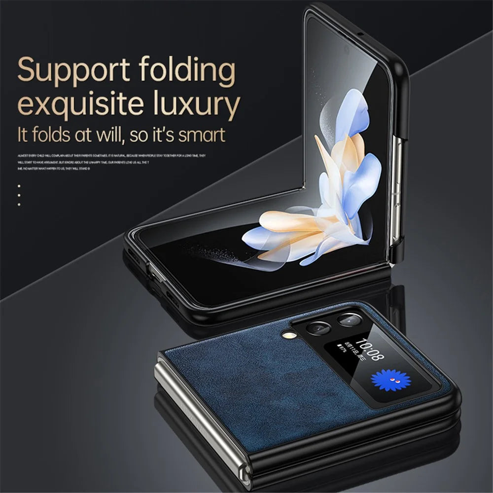 SULADA For Samsung Galaxy Z Flip4 5G PU Leather Coated TPU + PC Anti-fall Phone Case Scratch-resistant Cell Phone Cover - Black - 4