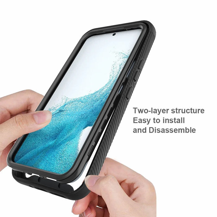 For Samsung Galaxy A54 5G Scratch Proof Hard Acrylic + PC + Soft TPU Phone Case Clear Back Cover - Black - 3