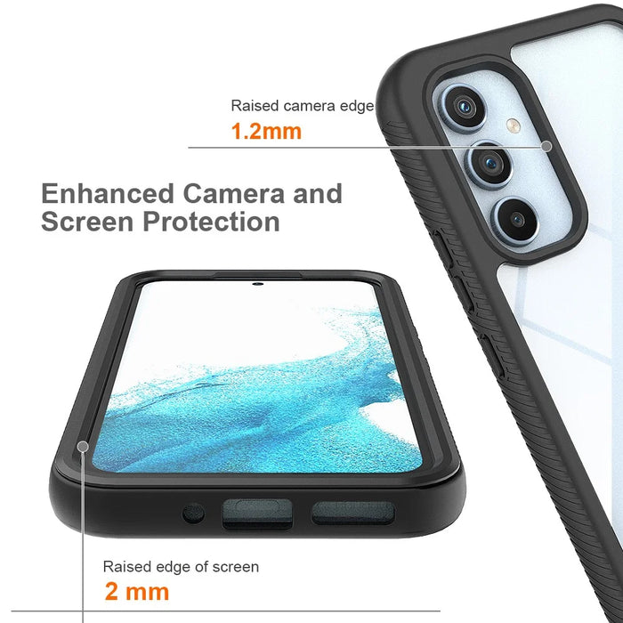 For Samsung Galaxy A54 5G Scratch Proof Hard Acrylic + PC + Soft TPU Phone Case Clear Back Cover - Black - 4