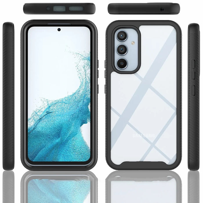 For Samsung Galaxy A54 5G Scratch Proof Hard Acrylic + PC + Soft TPU Phone Case Clear Back Cover - Black - 6