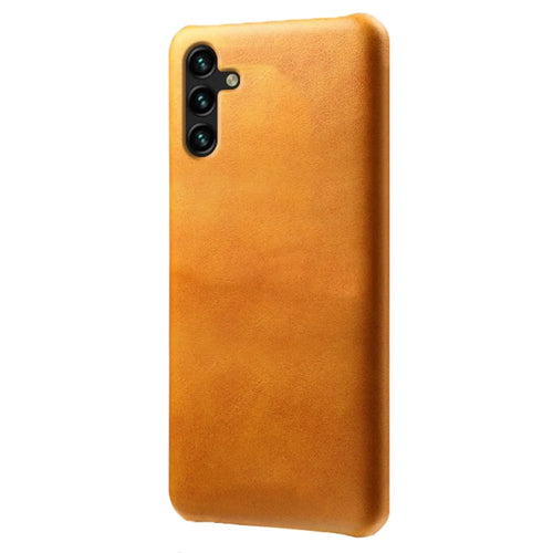 For Samsung Galaxy A14 5G / A14 4G Cell Phone Cover Scratch-resistant Calf Texture PU Leather Coated PC Phone Case - Orange - 1
