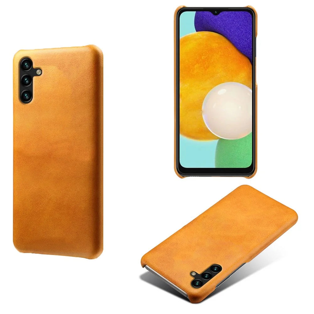 For Samsung Galaxy A14 5G / A14 4G Cell Phone Cover Scratch-resistant Calf Texture PU Leather Coated PC Phone Case - Orange - 2