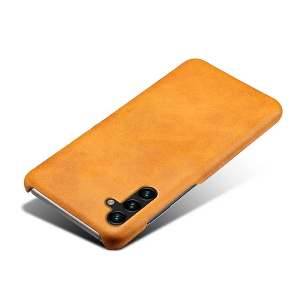 For Samsung Galaxy A14 5G / A14 4G Cell Phone Cover Scratch-resistant Calf Texture PU Leather Coated PC Phone Case - Orange - 3