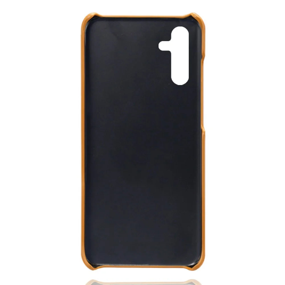 For Samsung Galaxy A14 5G / A14 4G Cell Phone Cover Scratch-resistant Calf Texture PU Leather Coated PC Phone Case - Orange - 4