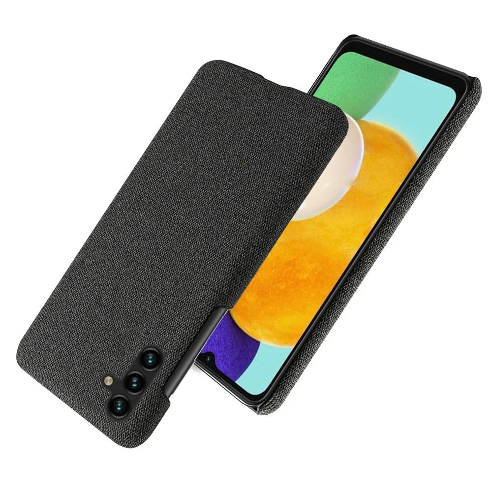 For Samsung Galaxy A14 5G / A14 4G Smartphone Case Solid Color Anti-scratch Hard PC+Cloth Phone Cover - Black - 2