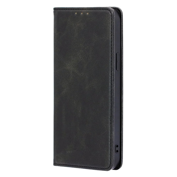 For vivo X90 Pro 5G Calf Texture PU Leather Magnetic Auto-absorbed Phone Case Full Protection Inner TPU Cover with Wallet Stand - Black - 5
