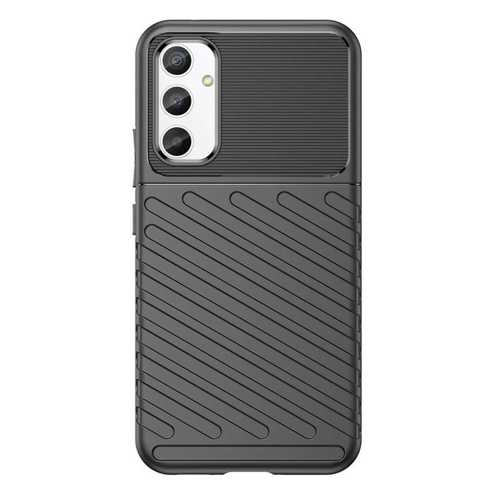 For Samsung Galaxy A34 5G Thunder Series Thickened TPU Twill Texture Anti-slip Phone Case Shockproof Back Cover - Black - 2