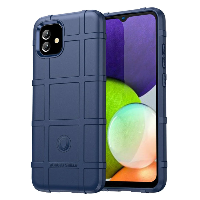 For Samsung Galaxy A04e 4G / F04 4G / M04 4G Anti-scratch Phone Case Rugged Square Grid Texture Shockproof Soft TPU Back Cover - Blue - 1