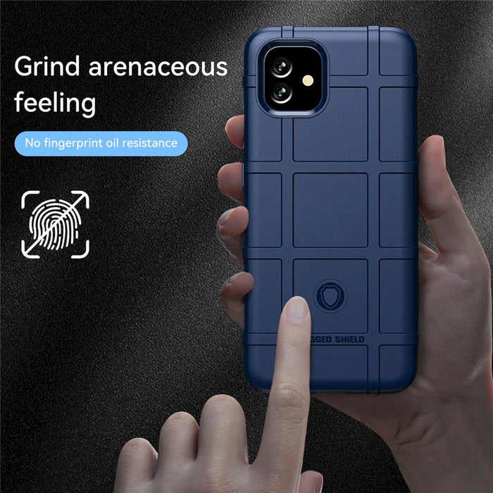 For Samsung Galaxy A04e 4G / F04 4G / M04 4G Anti-scratch Phone Case Rugged Square Grid Texture Shockproof Soft TPU Back Cover - Blue - 3