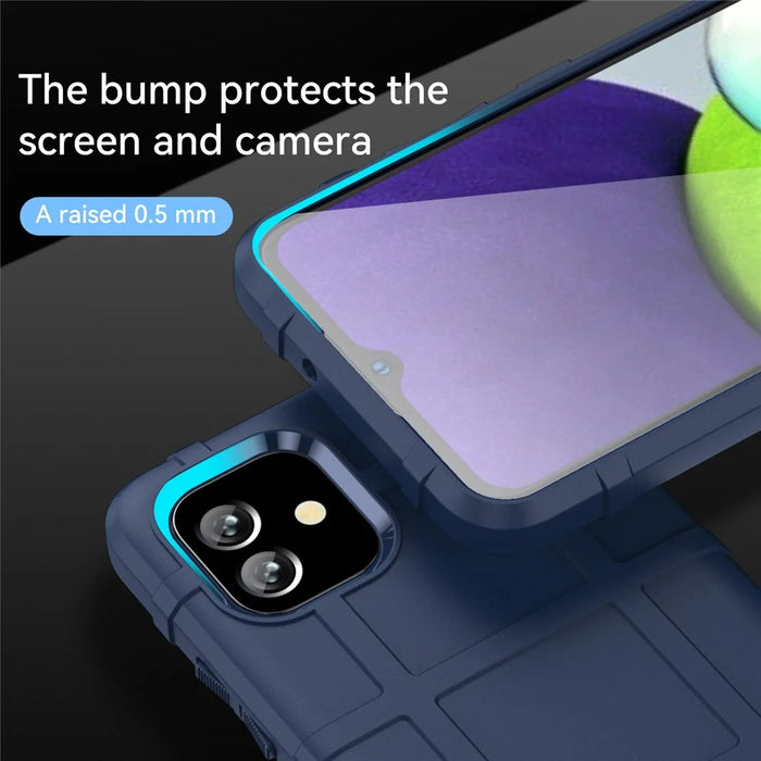For Samsung Galaxy A04e 4G / F04 4G / M04 4G Anti-scratch Phone Case Rugged Square Grid Texture Shockproof Soft TPU Back Cover - Blue - 4
