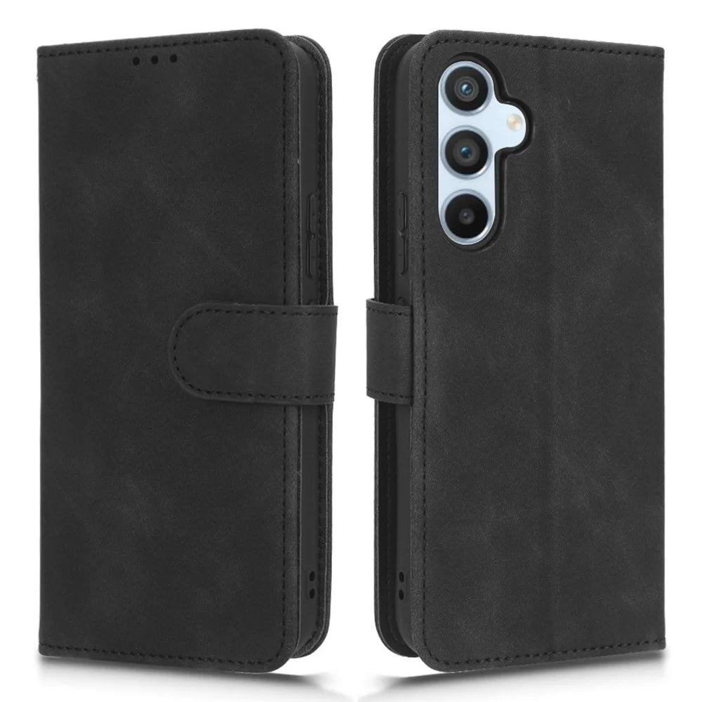Phone Case For Samsung Galaxy A54 5G Skin-Touch Feeling Flip Leather Wallet Cover Foldable Stand - Black - 1