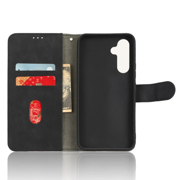 Phone Case For Samsung Galaxy A54 5G Skin-Touch Feeling Flip Leather Wallet Cover Foldable Stand - Black - 4
