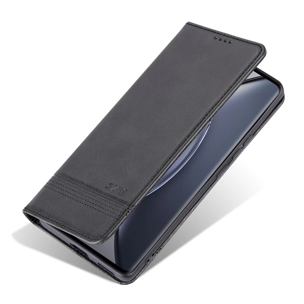 AZNS For vivo X90 5G Cowhide Texture PU Leather Wallet Full Protection Phone Case Stand Magnetic Auto Closure Flip Phone Cover - Black - 5