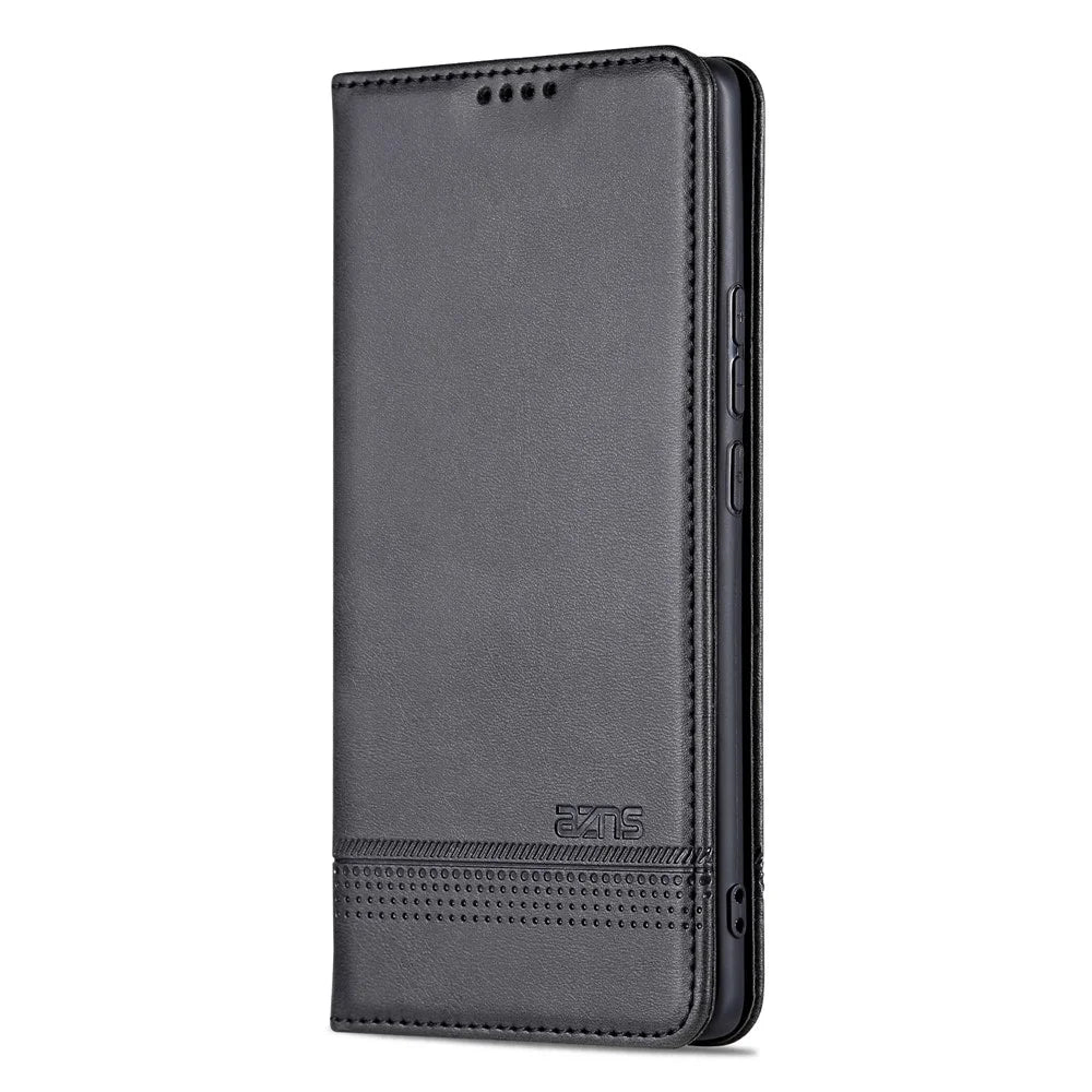 AZNS For vivo X90 Pro 5G Cowhide Texture Phone Case Stand Wallet PU Leather Magnetic Auto-absorbed Scratch-resistant Folio Flip Phone Cover - Black - 7