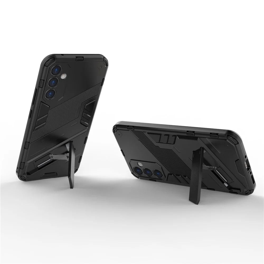 For Samsung Galaxy A34 5G Phone Case, Kickstand Dual-Layer Design Soft TPU Hard PC Phone Back Cover - Black - 2