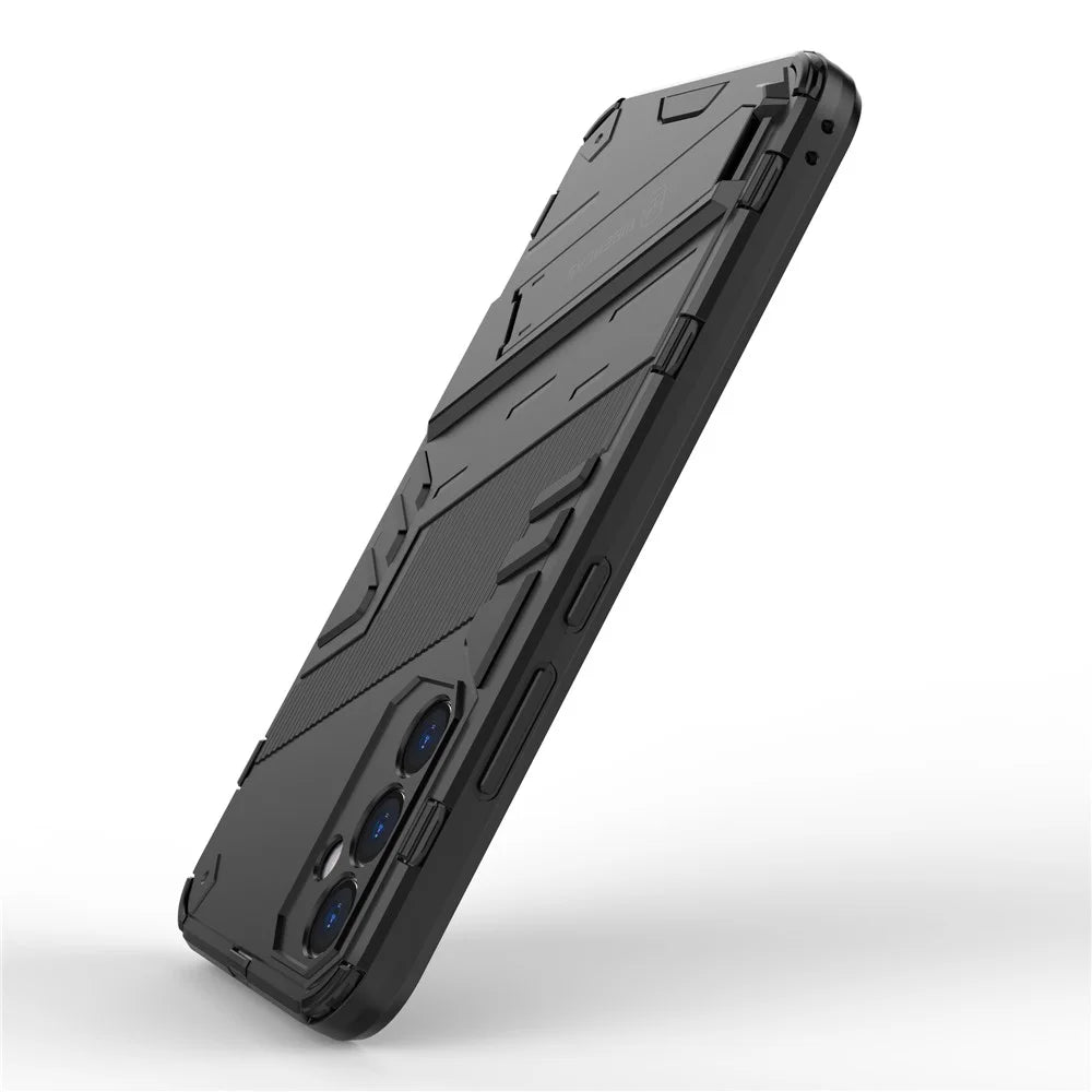 For Samsung Galaxy A34 5G Phone Case, Kickstand Dual-Layer Design Soft TPU Hard PC Phone Back Cover - Black - 4