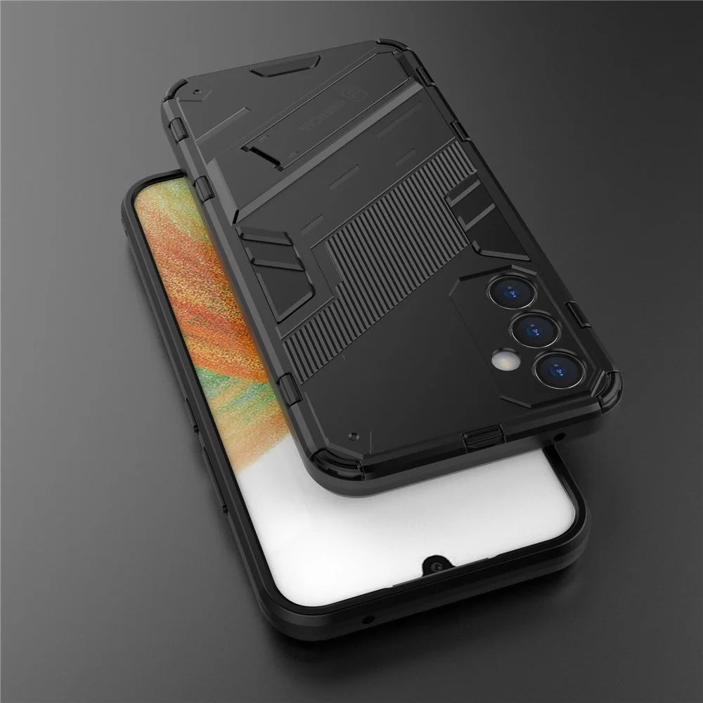 For Samsung Galaxy A34 5G Phone Case, Kickstand Dual-Layer Design Soft TPU Hard PC Phone Back Cover - Black - 5