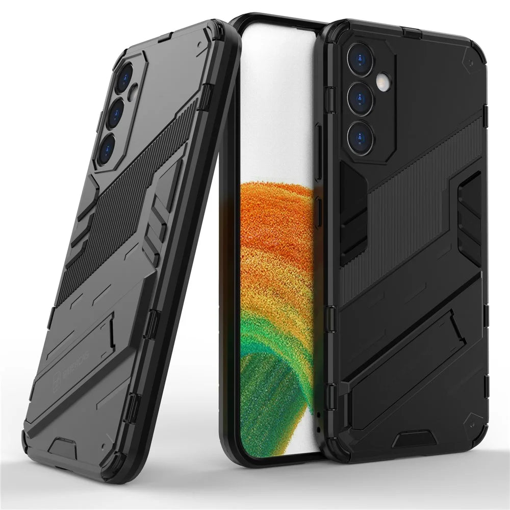 For Samsung Galaxy A34 5G Phone Case, Kickstand Dual-Layer Design Soft TPU Hard PC Phone Back Cover - Black - 7