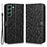 For Samsung Galaxy S23+ Mobile Phone Cover Dot Pattern Imprinted PU Leather Anti-Scratch Wallet Stand Case with Strap - Black - 1