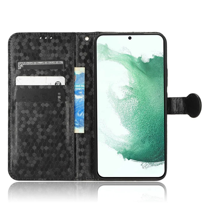 For Samsung Galaxy S23+ Mobile Phone Cover Dot Pattern Imprinted PU Leather Anti-Scratch Wallet Stand Case with Strap - Black - 2