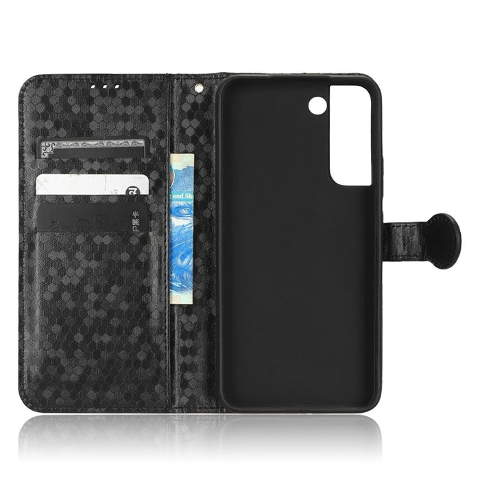 For Samsung Galaxy S23+ Mobile Phone Cover Dot Pattern Imprinted PU Leather Anti-Scratch Wallet Stand Case with Strap - Black - 4