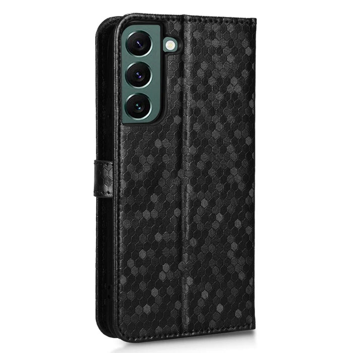 For Samsung Galaxy S23+ Mobile Phone Cover Dot Pattern Imprinted PU Leather Anti-Scratch Wallet Stand Case with Strap - Black - 5