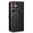 Imprinted Dot Pattern Phone Shell for Samsung Galaxy S23 Ultra, Wallet Stand PU Leather Shockproof Cover with Strap - Black - 5