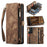 CASEME 008 Series for Samsung Galaxy S23 Multi-Functional PU Leather Foldable Stand Cover Detachable Magnetic Zipper Wallet Case - Brown - 1