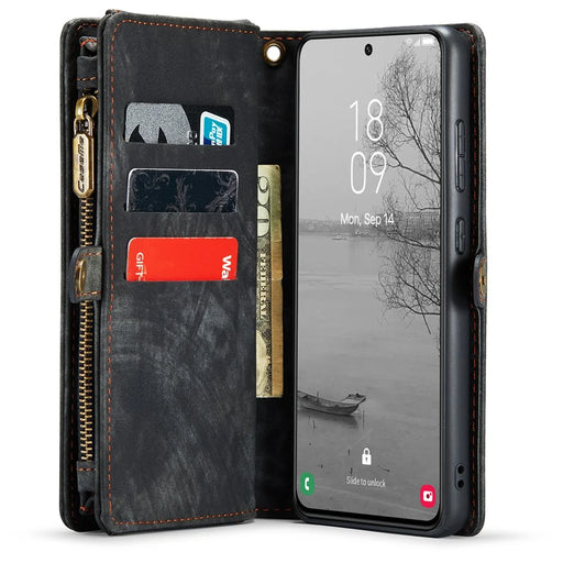 CASEME 008 Series for Samsung Galaxy S23+ Multi-Functional PU Leather Hands-free Stand Flip Cover Detachable Magnetic Zipper Wallet Case - Black - 2