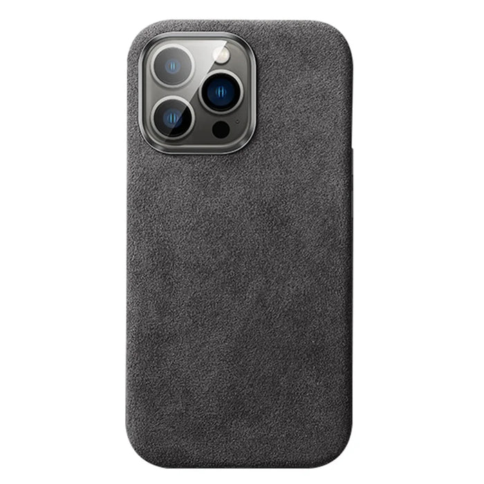 For iPhone 12 / 12 Pro 6.1 inch Back Cover, Compatible with MagSafe Scratch Proof Suede Coated PC Phone Case with Metal Button - Black - 1