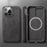 For iPhone 12 / 12 Pro 6.1 inch Back Cover, Compatible with MagSafe Scratch Proof Suede Coated PC Phone Case with Metal Button - Black - 2