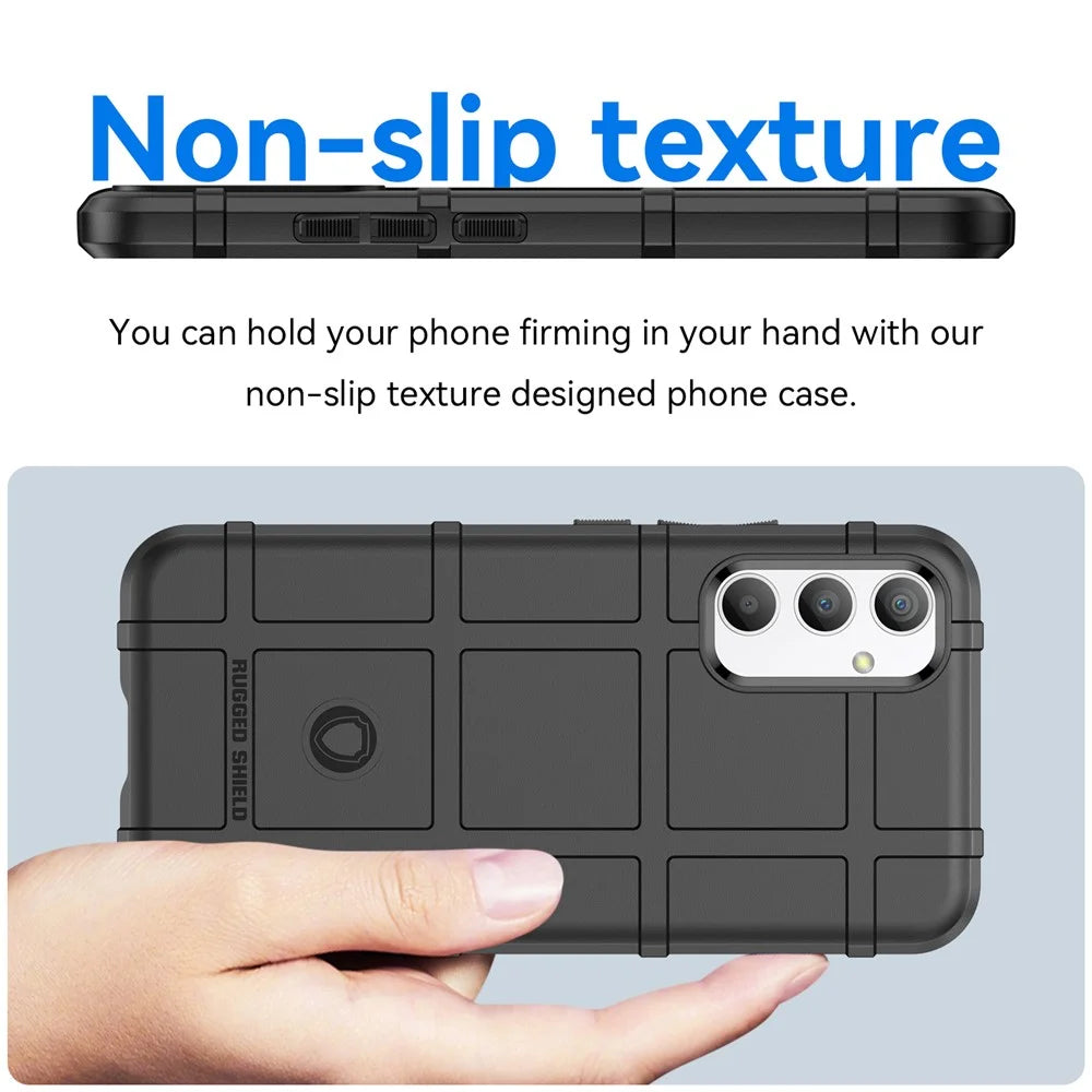 Phone Case for Samsung Galaxy A34 5G, Rugged Square Grid Texture Shockproof Soft TPU Back Cover - Black - 4